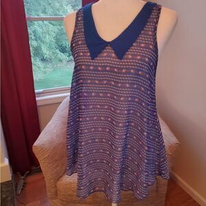 Final Touch Floral Collared Sheer Blouse S